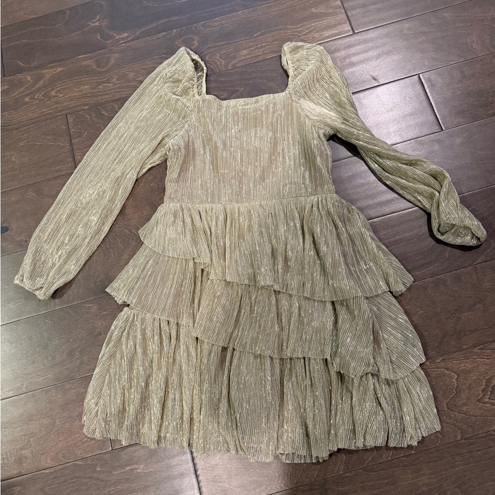 GB Girls Shimmering Olive Green Dress
